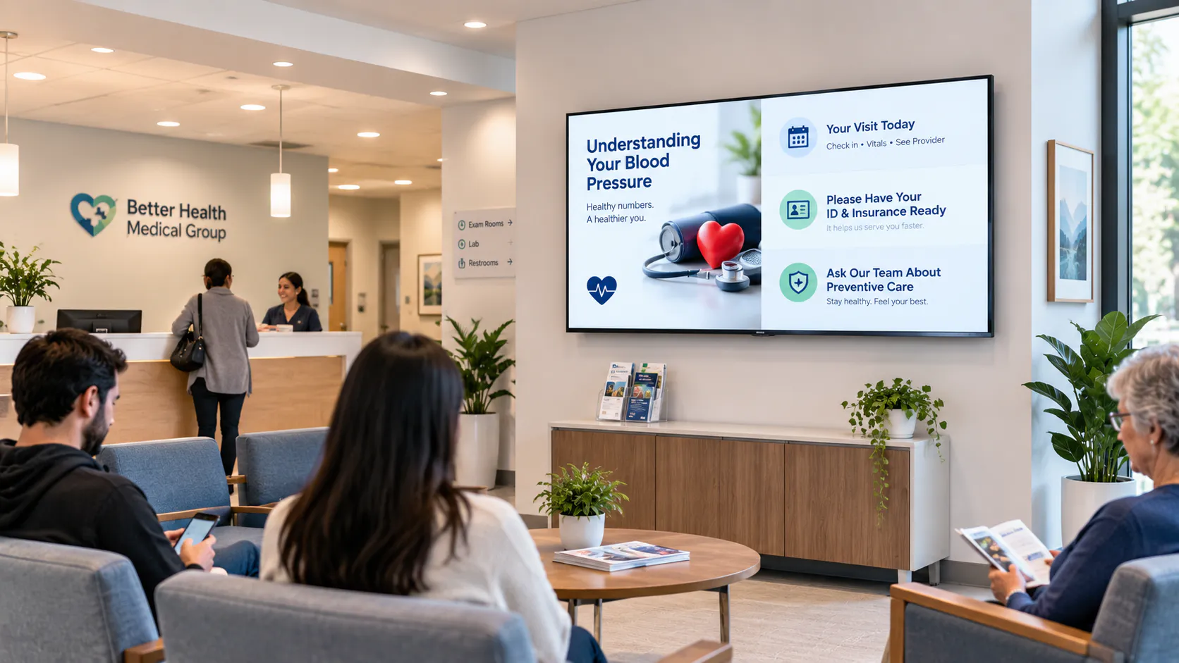 Digital signage for waiting rooms and medical offices